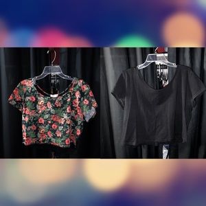 2 for 1 crop top black and floral